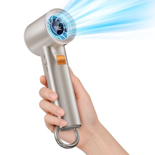 Xyphora Portable Handheld Turbo Fan - 5000mAh, 100 Speeds, Champagne