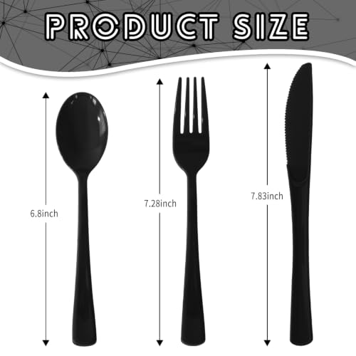 150 Pack Heavy Duty Disposable Plastic Cutlery Set - 50 Forks, 50 Knives, 50 Spoons for Parties, Weddings, and Events