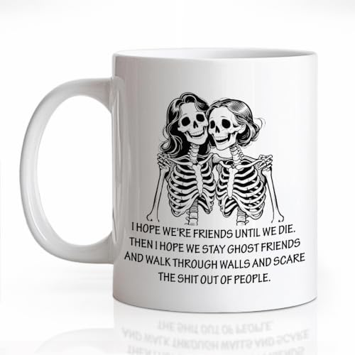 I Hope We're Friends Halloween Ceramic Mug - Black & White BFF Gift