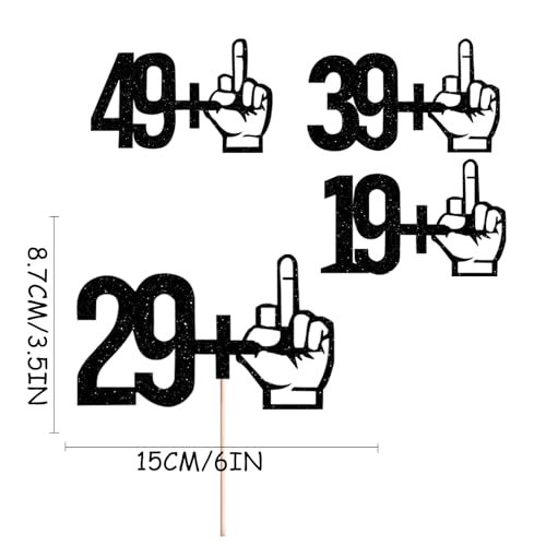 29 + 1 Glitter Black Cake Topper for 30th Birthday & Anniversary