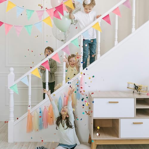 48-Piece Rustic Faux Linen Triangle Pennant Banner Flags