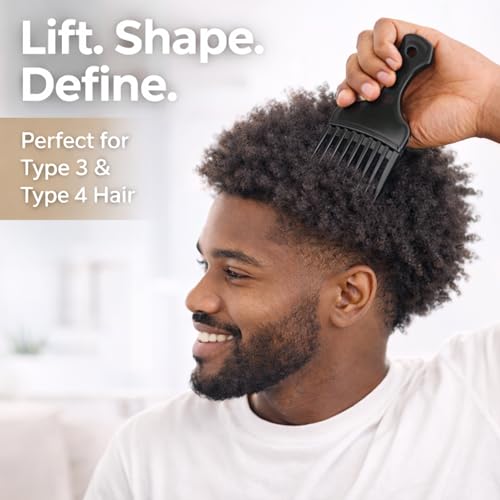 G.B.S Wide Tooth Afro Pick Comb for Curly and Coily Hair (3-Pack)