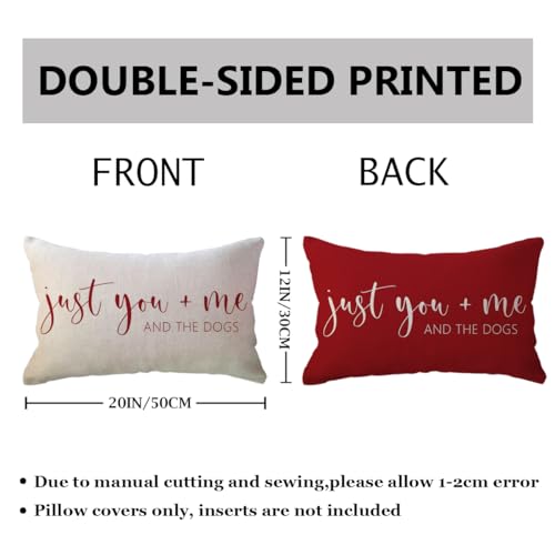 ULOVE LOVE YOURSELF Reversible Dog Lover Throw Pillow Cover 12x20 Red - Pack of 1