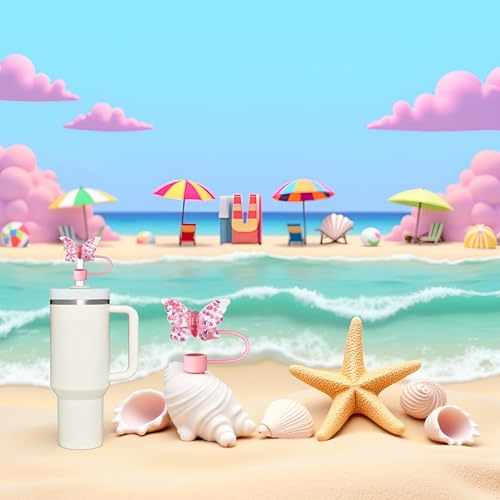 Pink Butterfly Straw Cover for Stanley 40 & 30 oz Cup