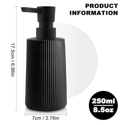 Modern Striped Glass Soap Dispenser - 250ml Pump for Kitchen & Bathroom (2 Pack)