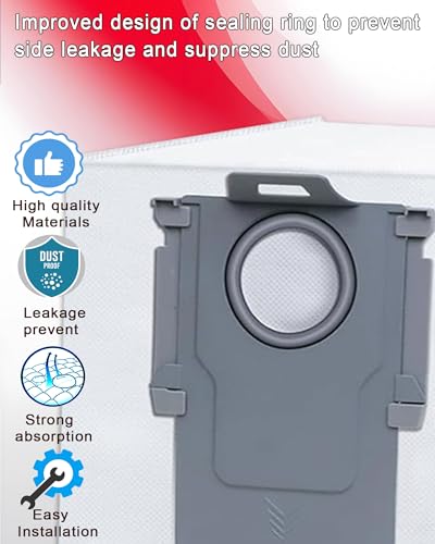 4 Pack Dust Bags for Roborock Saros/Qrevo Series - Compatible Replacement