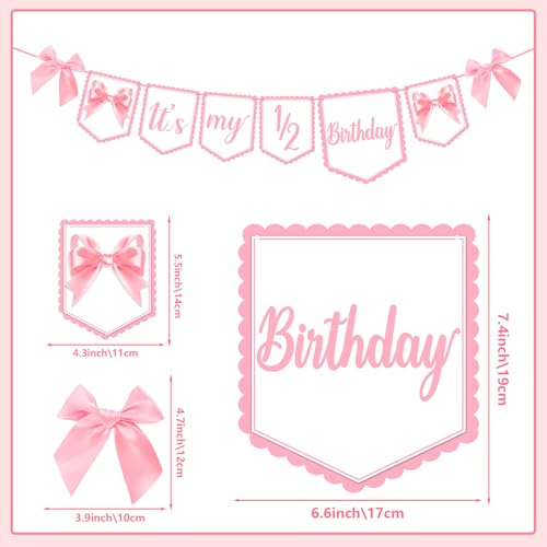 It's My 1/2 Birthday Banner with Pink Bow - Half Birthday Decor