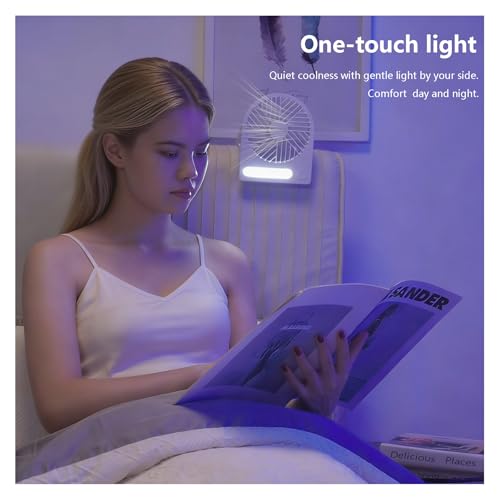 Dosododa Portable USB Desk Fan with Night Light - 4-Speed Pink Fan