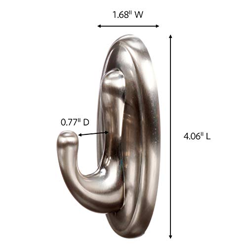 Command Large Brushed Nickel Curtain Rod Hooks 2-Pack Holds 5 lbs Damage-Free