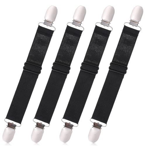 Xyembu 4Pcs Ironing Board Cover Clips Adjustable Fasteners Elastic Straps