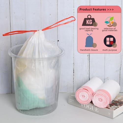 Ggbin 2.6 Gallon White Drawstring Garbage Bags - 120 Count