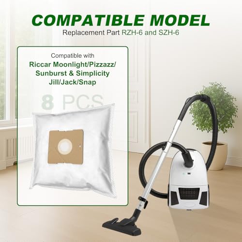 8-Pack Type Z Vacuum Bags for Riccar & Simplicity Canister Vacuums