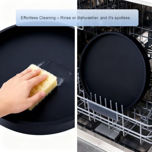 Yudevey 9-Inch Round Silicone Bathroom Vanity Tray - Matte Black