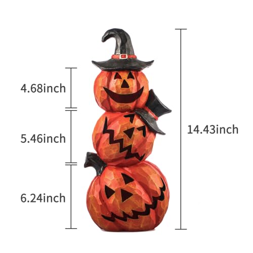 Light Up Evil Pumpkin Halloween Decoration 14 Inch Jack O' Lantern with Orange Hat Variation