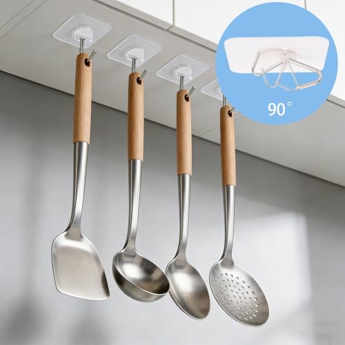Heavy Duty Transparent Waterproof Adhesive Wall Hooks - 5 Pack for Bathroom Kitchen Outdoor