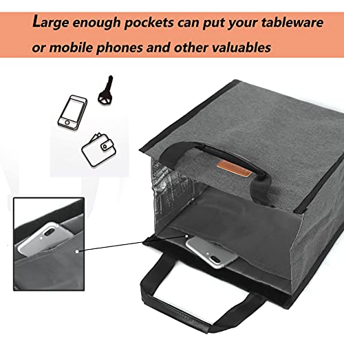 Femuar Charcoal Grey Insulated Reusable Lunch Tote Bag with Internal Pocket - 1 Pack