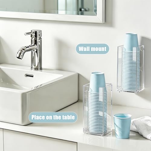 Wall-Mounted Cup Dispenser for 3oz Mouthwash Cups - Clear Acrylic