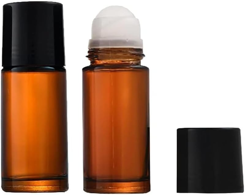 30ml Amber Glass Essential Oil Roller Bottles 2Pcs Refillable Roll On