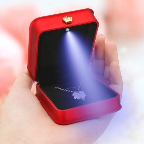 KUKUVR LED Necklace Pendant Gift Box with Velvet Interior