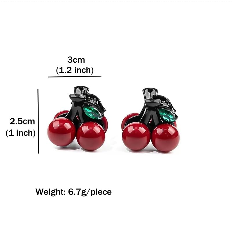 ZeroNever Red Double Cherry Hair Clips 2-Pack Small Hair Accessories