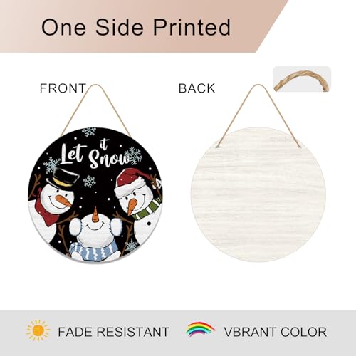 Let It Snow Snowman Door Sign - Winter Wooden Porch Holiday Decor