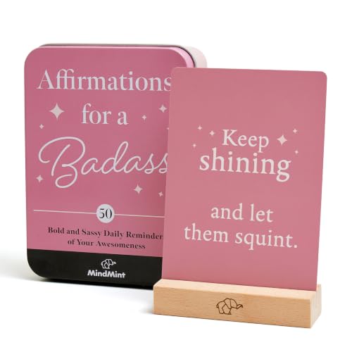 MindMint Bold Blush Affirmations for a Badass - 50 Self-Care Card Deck for Women