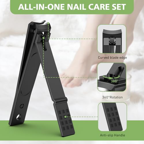 Baluca Heavy Duty Curved Nail Clipper Set for Thick Toenails and Seniors