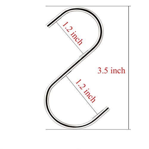 Aubcee 3.5-Inch S-Hooks - Heavy Duty Stainless Steel Hanging Hooks (20 Pack)