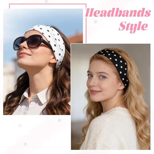 RAHHLIZS 5-Piece Polka Dot Headbands for Women Non-Slip Elastic Hair Bands