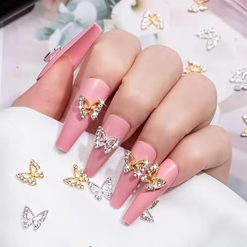 Qdsuh 3D Bow & Butterfly Nail Charms with Pearls Manicure Kit