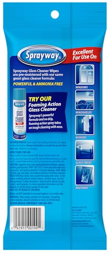 Sprayway Ammonia-Free Glass Cleaner Wipes, 20-Count Packs (12-Pack)