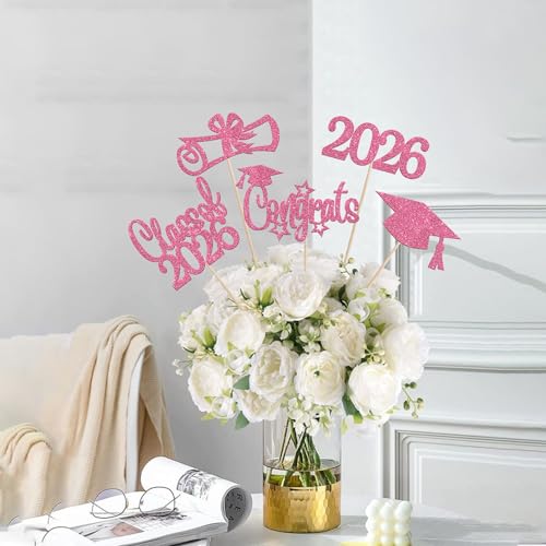 2026 Graduation Centerpiece Sticks - 15 PCS Glitter Decorations