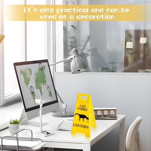 Funny Cat Vomit Caution Sign - 3D Printed Warning Plaque (4 Inch)