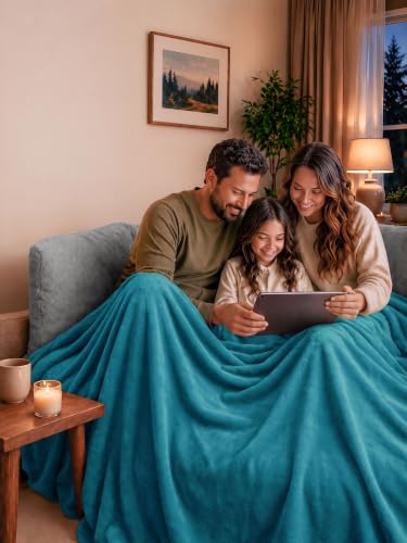 Utopia Bedding Queen Size Fleece Bed Blanket Turquoise 90x90 Inch