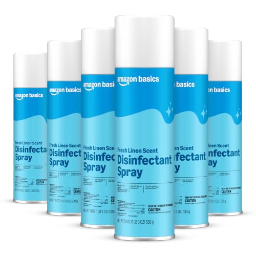 Amazon Basics Disinfectant Spray - Fresh Linen Scent, 19 Oz, 6 Pack