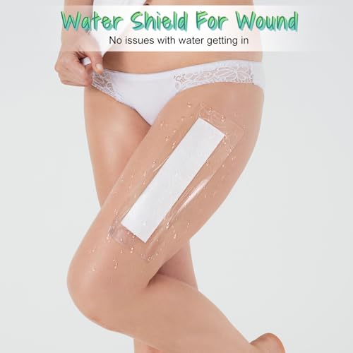 14 Pcs Long Waterproof Bandage, Incision Bandages for Large Wounds, Adheisve Shower Protector Island Dressing Pad Bordered for Hip Surgery Recovery (10.2 x 3.9 inches)