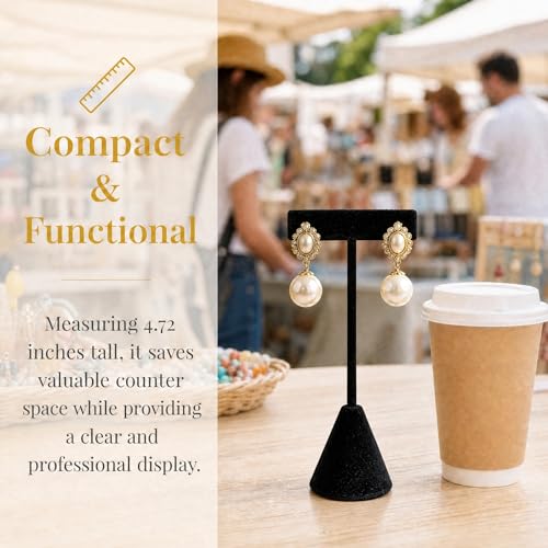 Black Velvet Earring Display Stand - T-Shaped Jewelry Holder