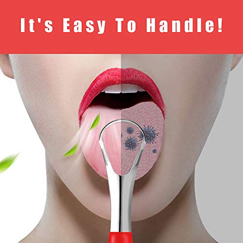 MEOOAWQI Stainless Steel Tongue Scraper 2-Pack - Metal Tongue Cleaner for Bad Breath