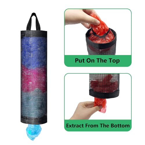 4-Pack Hanging Grocery Bag Holder | Breathable Mesh Dispenser Organizer