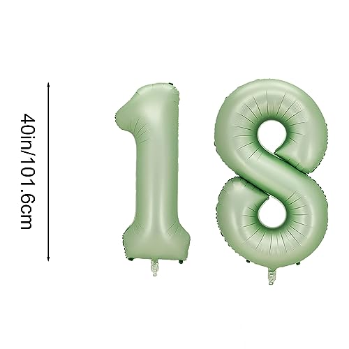 40 Inch Olive Green Number 18 Foil Balloon for Birthday Party
