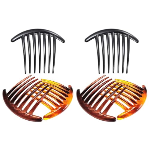 6Pcs 7-Tooth French Twist Combs Plastic Hair Side Clips Black & Brown