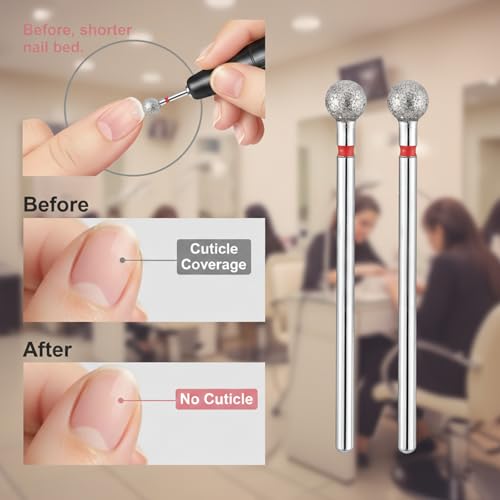 JJUNW 10 Pcs Ball Cuticle Nail Drill Bits, 5mm Carbide Manicure Bits
