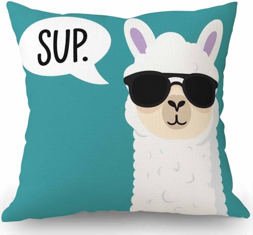 Swono Funny Llama Throw Pillow Cover Case, 18x18 inch, Sw-007