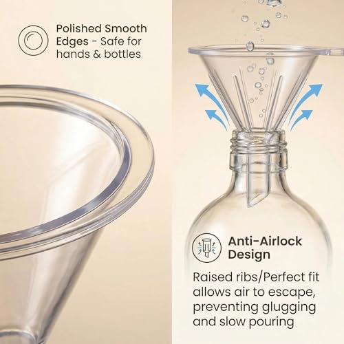 JueLanvie 5-Pack Mini Funnels for Essential Oils, 6mm Narrow Spout, Reusable