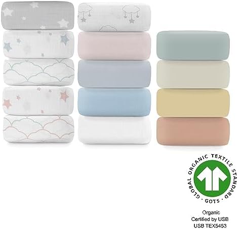 Newton Baby Fitted Crib Sheet - Ultra Breathable Organic Cotton, Soft 2-Pack for Standard Cribs | Plain White