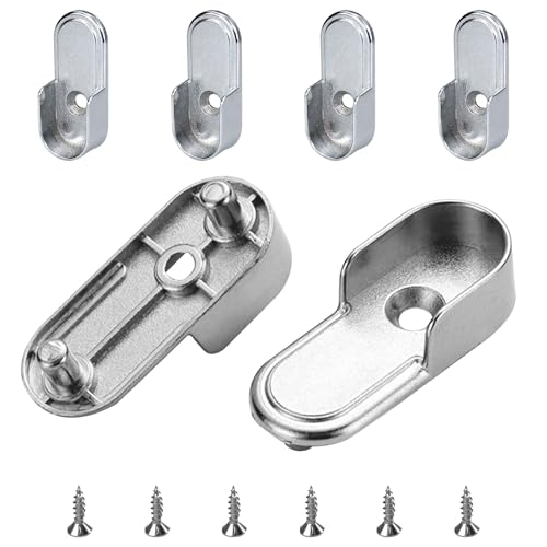 AEGYPIUS 6Pcs Oval Closet Rod End Supports, 15mm x 30mm Wardrobe Brackets