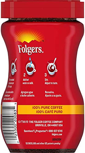 Folgers Classic Roast Instant Coffee Crystals, 3 Ounce (Pack of 12)