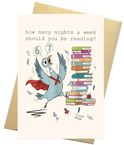 Super Bird Reading Greeting Card - 6-7 Meme Gift for Book Lovers