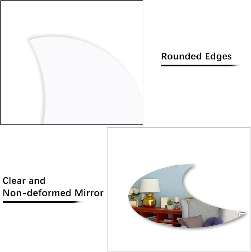 Moon Phase Mirror Set - 5 Piece Unbreakable Acrylic Wall Decor