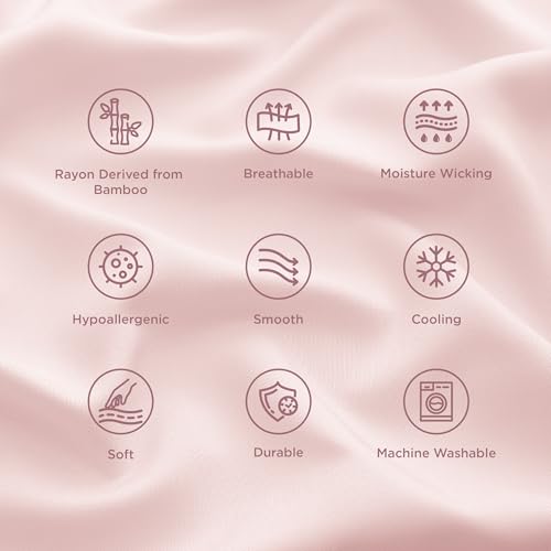 Bedsure King Size Pillow Cases Set of 2 - Pink Bamboo Rayon